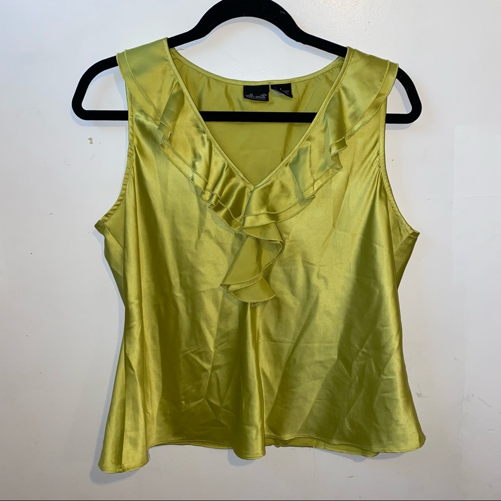 Willi Smith Satin Ruffle Top